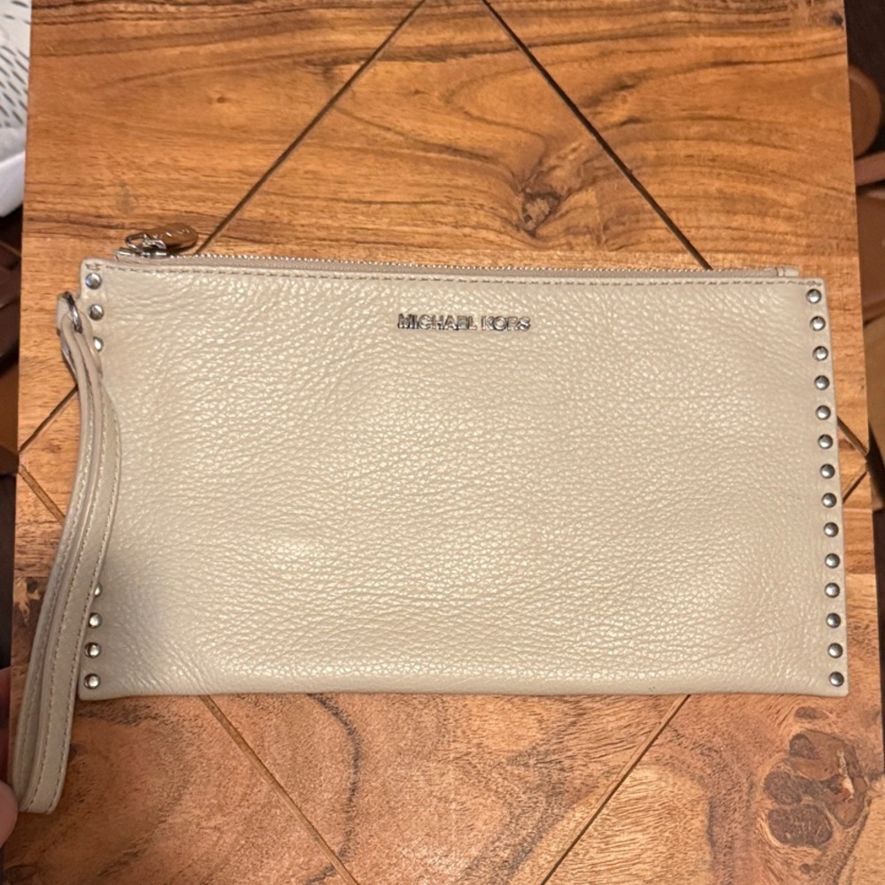 Michael Kors Studded Cream Wristlet